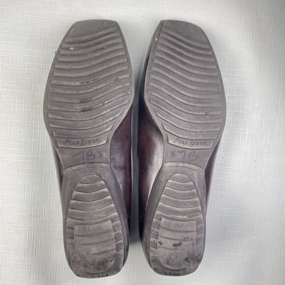 Paul Green Munchen Brown Leather Stitched LOAFERS! Square Toe Women's Sz 5 - Picture 11 of 13